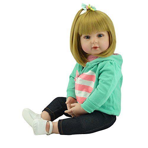 Imagem de iCradle Lovely Reborn Baby Girl Doll 18inch 45cm Soft Silicone Realistic Looking Newborn Vinyl Dolls Handmade Toddler Toy for Ages 3+