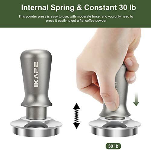 Imagem de IKAPE 51mm Espresso Tamper, Premium Barista Coffee Tamper with Calibrated Spring Loaded, 100% Flat Inoxidless Steel Base Tamper for Espresso Machine