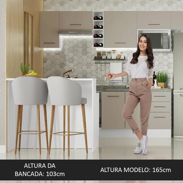 Imagem de Ilha de Cozinha com Bancada e Balcão 120 cm Branco/Crema Agata Madesa