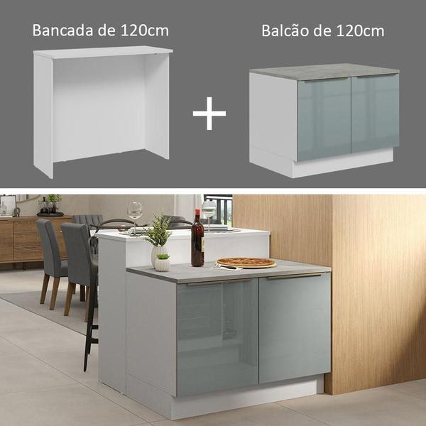 Imagem de Ilha de Cozinha com Bancada e Balcão 120 cm Lux Madesa