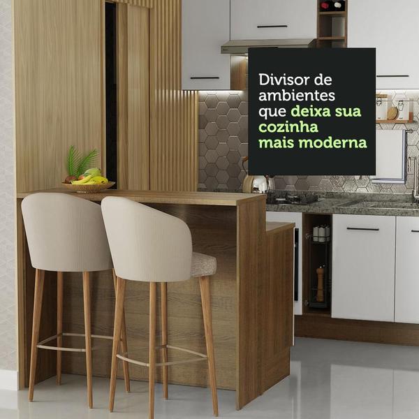 Imagem de Ilha de Cozinha com Bancada e Balcão 120 cm Rustic/Branco Agata Madesa