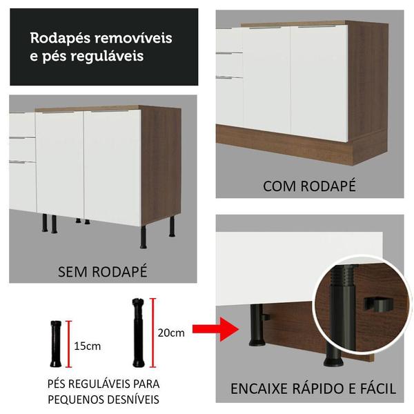 Imagem de Ilha de Cozinha com Bancada e Balcão 120 cm Stella Madesa