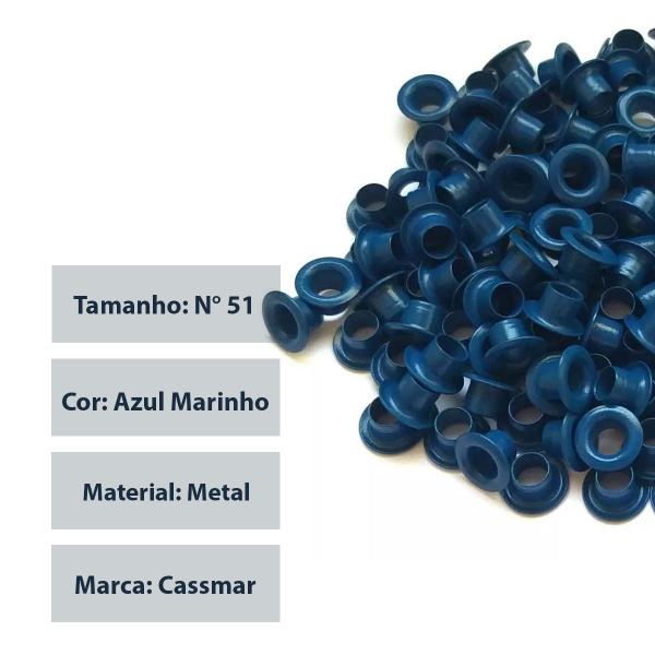 Ilhós de Metal N51 Azul Marinho Cassmar 1.000 unidades Imagem de Ilhós de Metal N51 Azul Marinho Cassmar 1.000 unidades