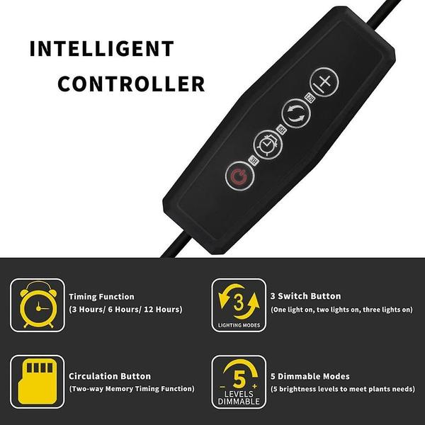 Imagem de Iluminação de plantas Luz LED de crescimento de plantas Wokex de 3 cabeças com temporizador