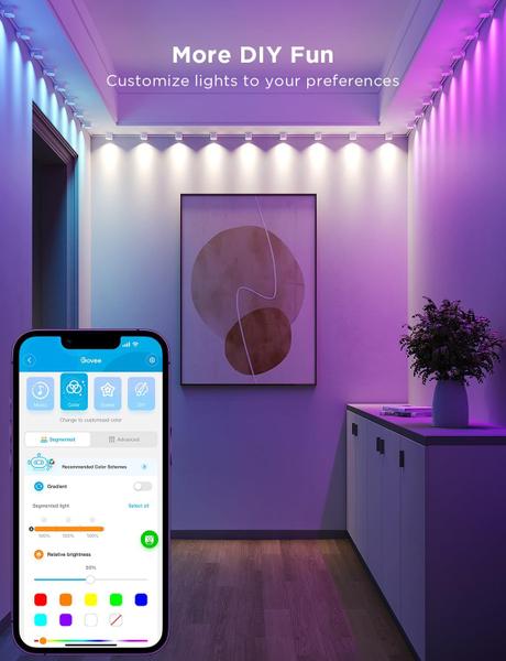 Imagem de Iluminação embutida de corda LED inteligente Govee RGBIC de 6,7 pés com 10 LEDs