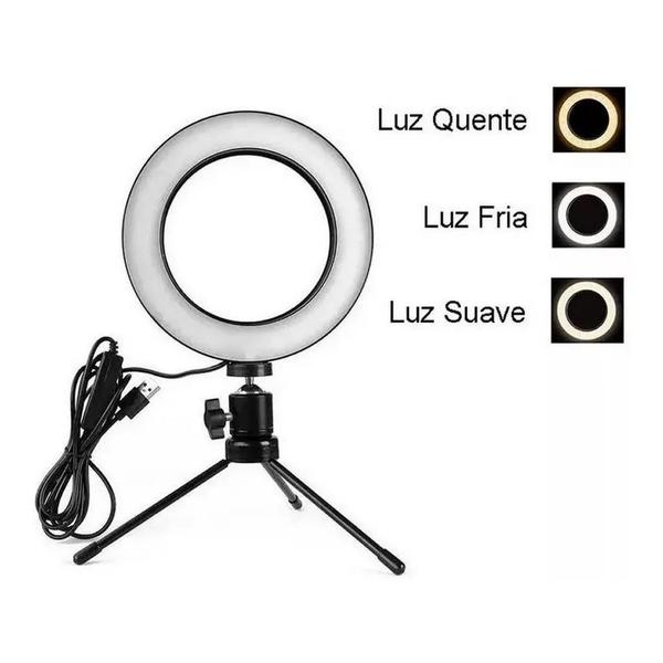 Imagem de Iluminação Ring Light Led Profissional 16cm 6 polegadas + Tripé De Mesa - LightDel