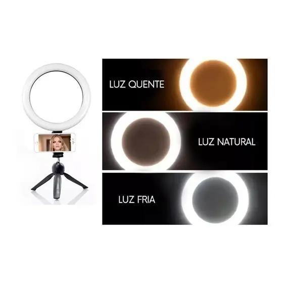 Imagem de Iluminação Ring Light Led Profissional 16cm 6 polegadas + Tripé De Mesa - LightDel