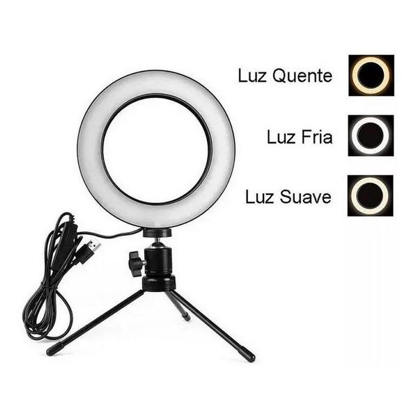 Imagem de Iluminação Ring Light Led Profissional 16cm 6 polegadas + Tripé De Mesa