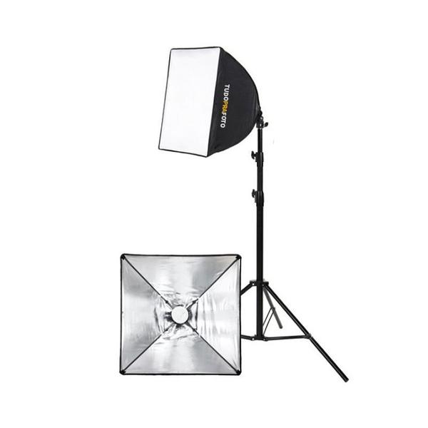 Imagem de Iluminação Softbox 50x50 Júpiter c/ Tripé e Lâmpada Tudoprafoto - 110v