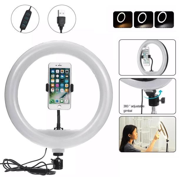 Imagem de Iluminador Circular Led 320B Ring Light 12 / 30Cm 20W Plug