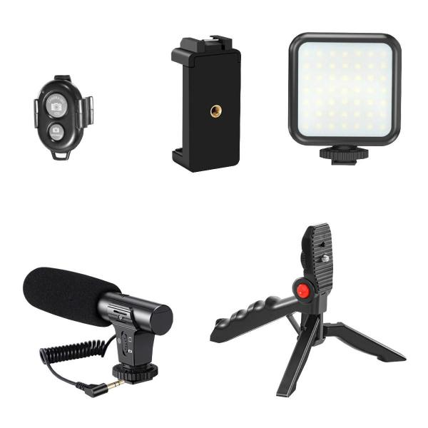 Imagem de Iluminador Com Microfone Tripé 10Cm Suporte E Controle Mamen