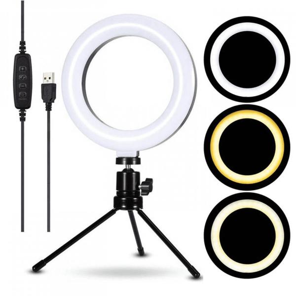 Iluminador De Led 16cm Iluminação Ajustável Com Tripé Para Fotografia Portátil - TB1501 - Lucky Imagem de Iluminador De Led 16cm Iluminação Ajustável Com Tripé Para Fotografia Portátil - TB1501
