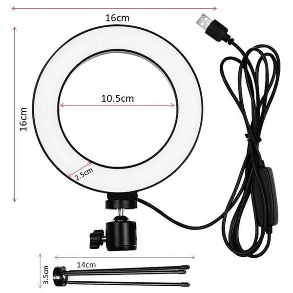 Iluminador De Led 16cm Iluminação Ajustável Com Tripé Para Fotografia Portátil - TB1501 - Lucky Imagem de Iluminador De Led 16cm Iluminação Ajustável Com Tripé Para Fotografia Portátil - TB1501