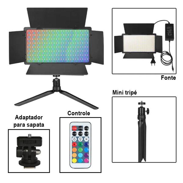 Imagem de Iluminador de Led Profissional U800+ RGB 3200K-5600K com fonte