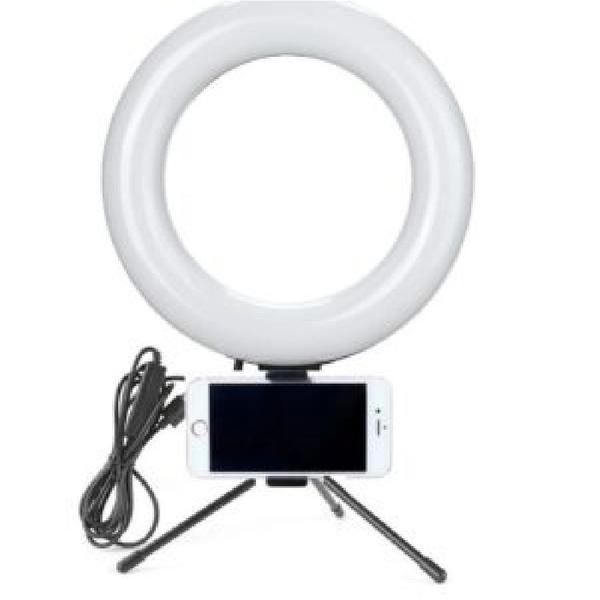 Imagem de Iluminador De Mesa Tripé Ring Light 16cm Com Suporte Celular