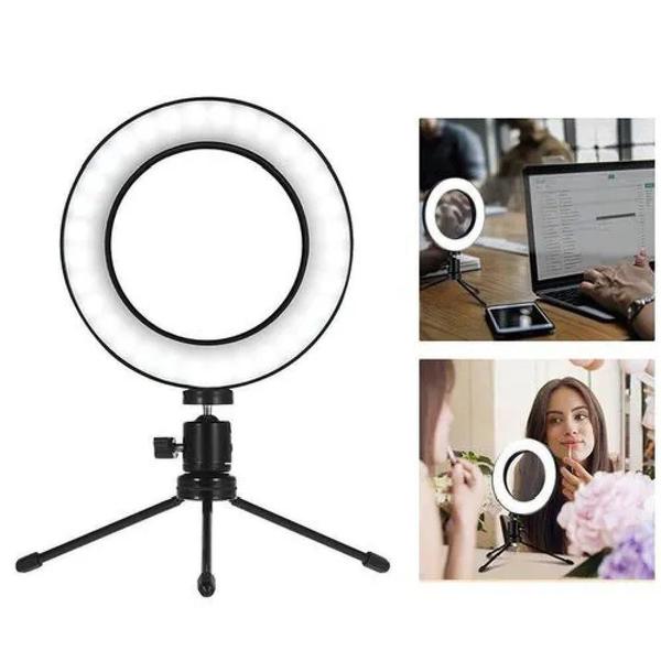 Imagem de Iluminador De Mesa Tripé Ring Light 16cm Com Suporte Celular