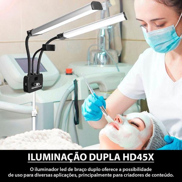 Iluminador Led Bicolor Com Dimmer Braço Duplo 45w - Greika Imagem de Iluminador Led Bicolor Com Dimmer Braço Duplo 45w - Greika