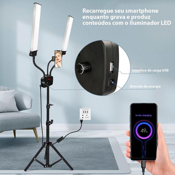 Iluminador Led Bicolor Com Dimmer Braço Duplo 45w - Greika Imagem de Iluminador Led Bicolor Com Dimmer Braço Duplo 45w - Greika