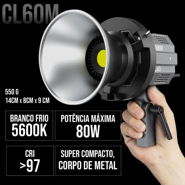 Imagem de Iluminador Led Colbor Cl60m 65w Com Projetor Fresnel Efeito Janela + Tripé Inox Greika