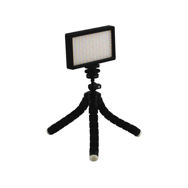 Iluminador LED com Mini Tripé Flexível Preto 3200K a 5600K - TUDOPRAFOTO Imagem de Iluminador LED com Mini Tripé Flexível Preto 3200K a 5600K