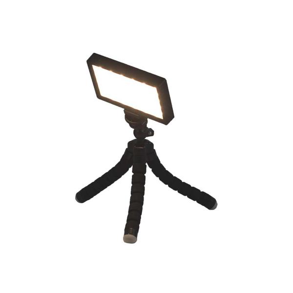 Iluminador LED com Mini Tripé Flexível Preto 3200K a 5600K - TUDOPRAFOTO Imagem de Iluminador LED com Mini Tripé Flexível Preto 3200K a 5600K