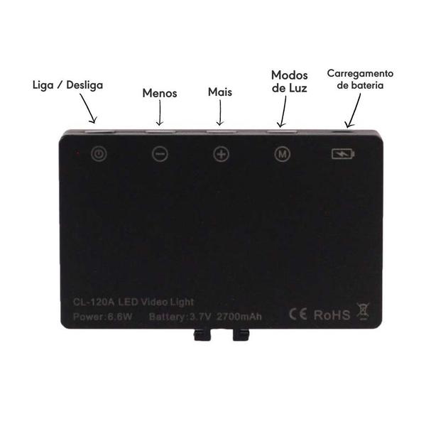 Iluminador LED com Mini Tripé Flexível Preto 3200K a 5600K - TUDOPRAFOTO Imagem de Iluminador LED com Mini Tripé Flexível Preto 3200K a 5600K