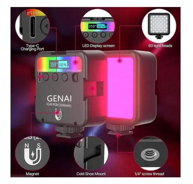 Iluminador Led Para Fotografia Câmeras Profissionais Vl49rgb - ULANZI Imagem de Iluminador Led Para Fotografia Câmeras Profissionais Vl49rgb - ULANZI