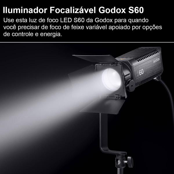 Iluminador Led S60 5600k 60w + Conjunto De Tela Sa-05 Godox Imagem de Iluminador Led S60 5600k 60w + Conjunto De Tela Sa-05 Godox