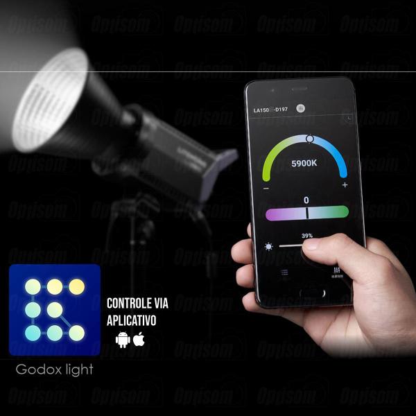 Iluminador Luz Led Godox Litemons La150bi Bicolor 190w Cob Led E Tripé 2m Imagem de Iluminador Luz Led Godox Litemons La150bi Bicolor 190w Cob Led E Tripé 2m