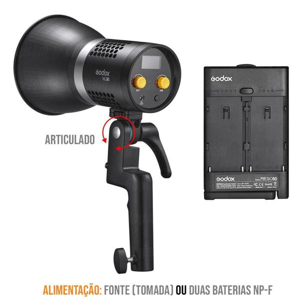 Iluminador Luz Led Godox Ml30 Luz Contínua Fria Bivolt Compacto para foto e Vídeo Imagem de Iluminador Luz Led Godox Ml30 Luz Contínua Fria Bivolt Compacto para foto e Vídeo