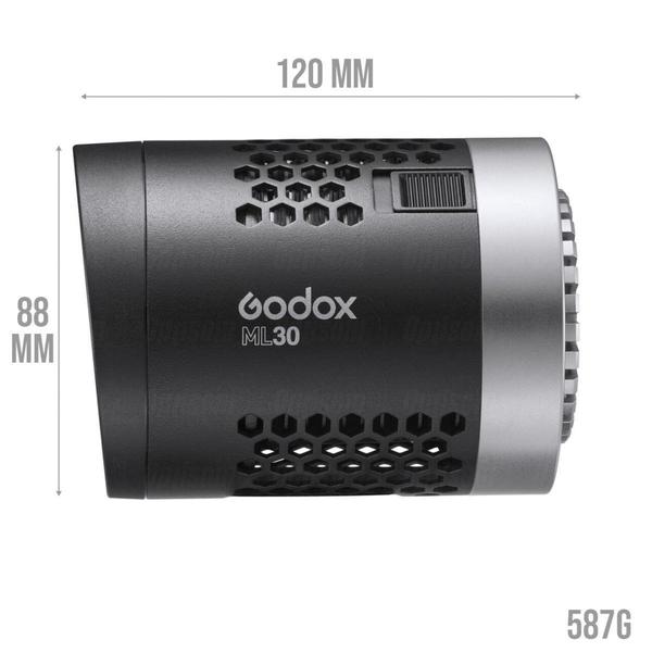 Iluminador Luz Led Godox Ml30 Luz Contínua Fria Bivolt Compacto para foto e Vídeo Imagem de Iluminador Luz Led Godox Ml30 Luz Contínua Fria Bivolt Compacto para foto e Vídeo