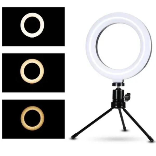 Imagem de Iluminador Mini Ring Light Com Tripé Maquiagem 6 Polegadas 