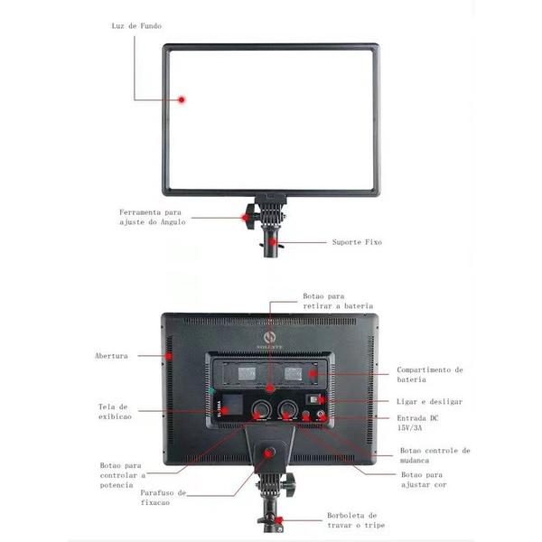 Imagem de Iluminador Profissional De Led 40w+2baterias+tripe 2m+Carregador duplo t