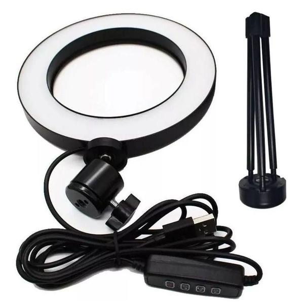 Imagem de Iluminador Ring Light 16Cm Usb Led Misto 3500K 5500K + Tripe