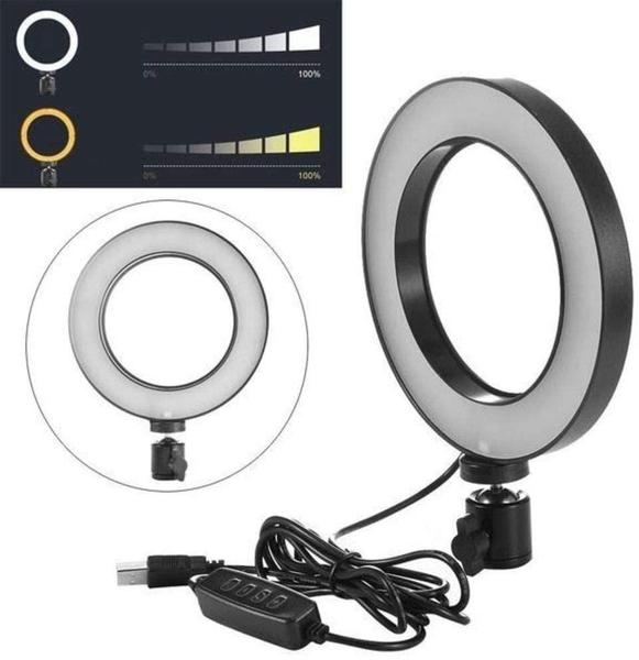 Imagem de Iluminador Ring Light 16Cm Usb Led Misto 3500K 5500K + Tripe