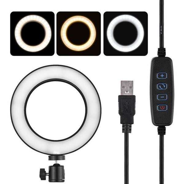 Imagem de Iluminador Ring Light 16Cm Usb Led Misto 3500K 5500K + Tripe