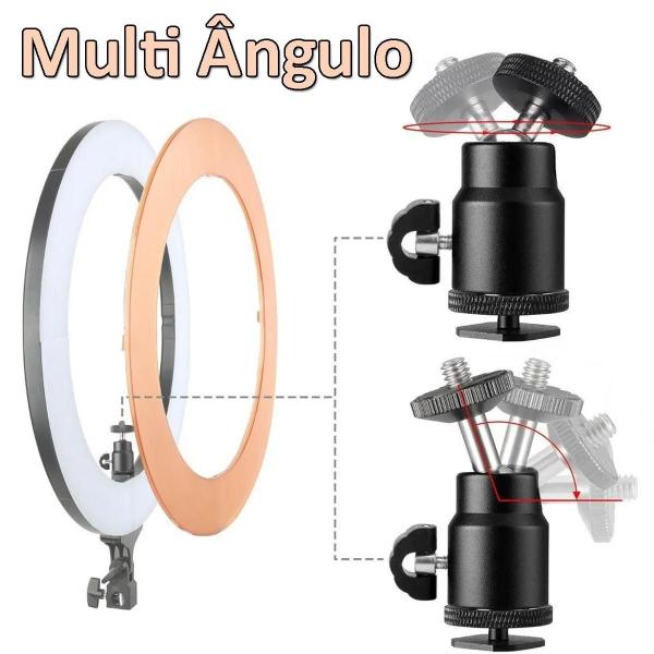 Imagem de Iluminador Ring Light 18 48Cm Tripé 2M Suporte Câmera Gt719