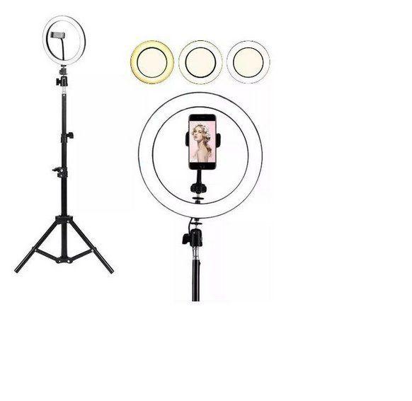 Imagem de Iluminador Ring Light 20Cm Usb Led - 3500K a 5500K + Tripe - Blogueira