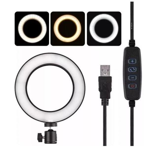 Imagem de Iluminador Ring Light 6 Polegadas 16Cm Usb Led Tripé Mesa