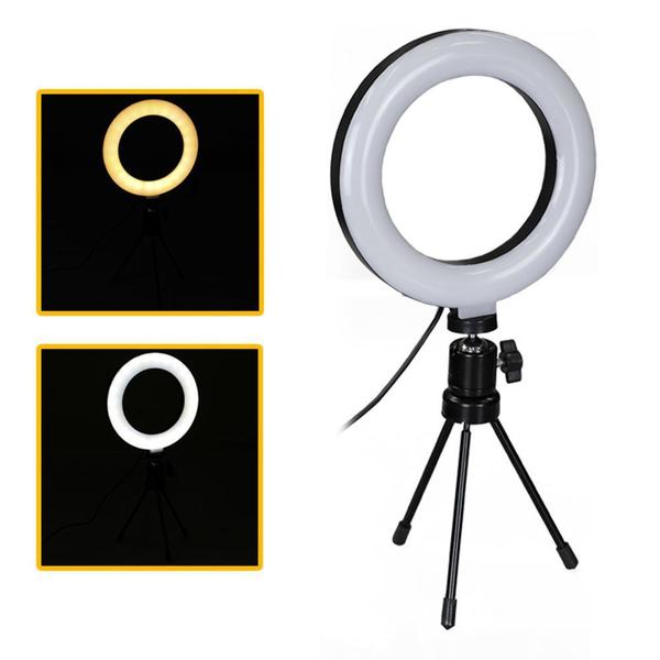 Imagem de Iluminador Ring Light 6 Polegadas Com Tripé De Mesa Usb 16Cm