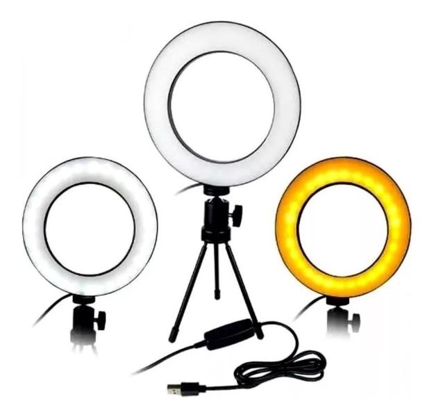 Imagem de Iluminador Ring Light 6 Polegadas Com Tripé De Mesa Usb 16Cm