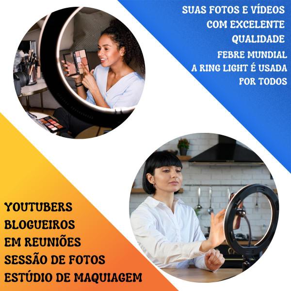 Iluminador Ring Light Anel 48cm Make Dimmer Selfie Youtuber - PDIMPORT Imagem de Iluminador Ring Light Anel 48cm Make Dimmer Selfie Youtuber