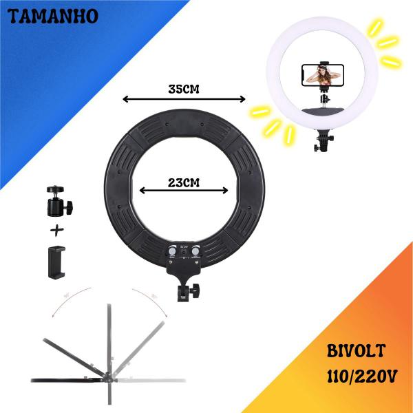 Imagem de Iluminador Ring Light Anel Luz 35 cm Fotos Selfie Blogueiro