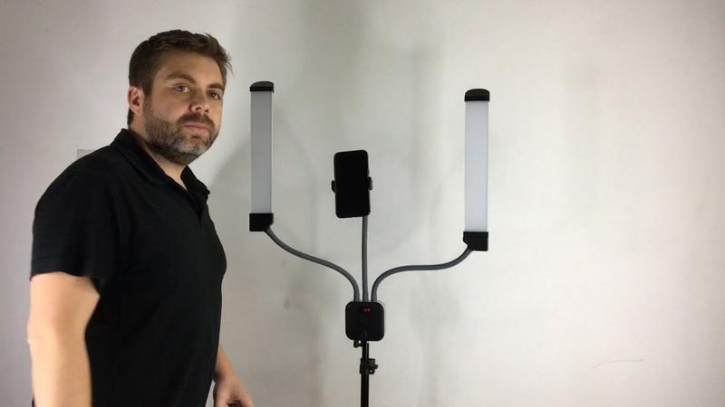 Iluminador Ring Light Braço Dublo Articulado Suporte e Tripé - Lucacell Imagem de Iluminador Ring Light Braço Dublo Articulado Suporte e Tripé