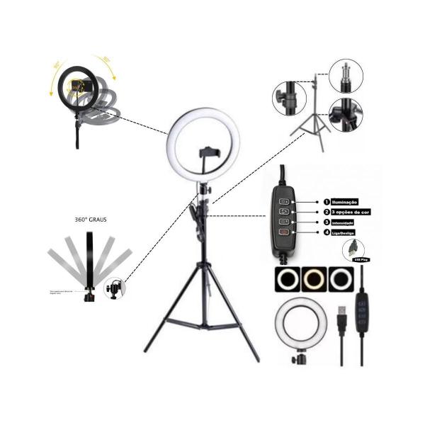 Iluminador Ring Light Celular Luz High Light Iluminação Led Imagem de Iluminador Ring Light Celular Luz High Light Iluminação Led