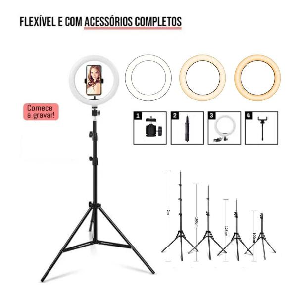 Iluminador Ring Light Celular Luz High Light Iluminação Led Imagem de Iluminador Ring Light Celular Luz High Light Iluminação Led