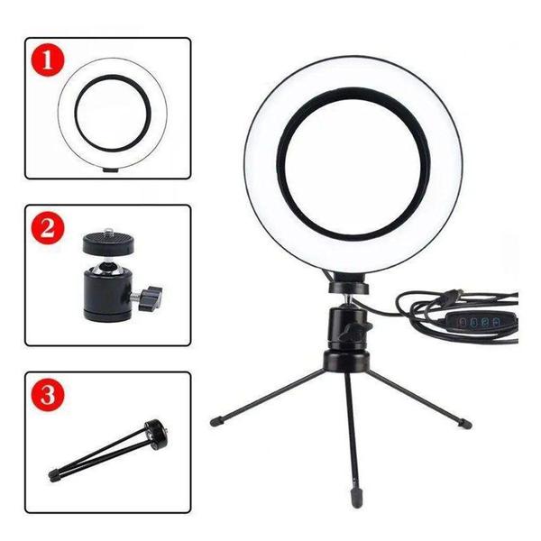 Imagem de Iluminador Ring Light de Mesa 6 Polegadas + Tripé + Luz Led 3 Temperaturas - A.Cat