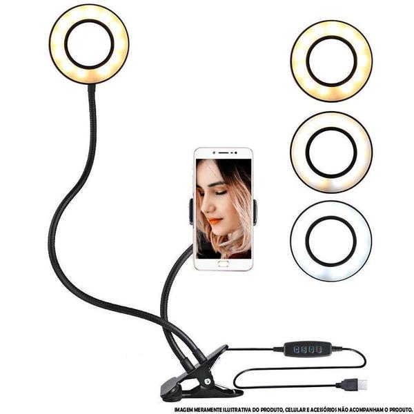 Imagem de Iluminador Ring Light de Mesa Celular Presilha CBRN14262