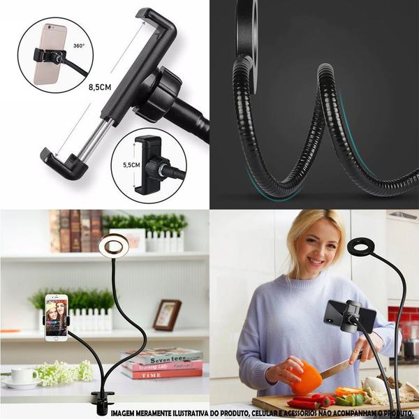 Iluminador Ring Light de Mesa Celular Presilha CBRN14262 - COMMERCE BRASIL Imagem de Iluminador Ring Light de Mesa Celular Presilha CBRN14262