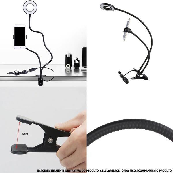 Iluminador Ring Light de Mesa Celular Presilha CBRN14262 - COMMERCE BRASIL Imagem de Iluminador Ring Light de Mesa Celular Presilha CBRN14262